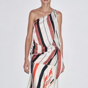 Zara Collection Striped One-Shoulder Striped Top